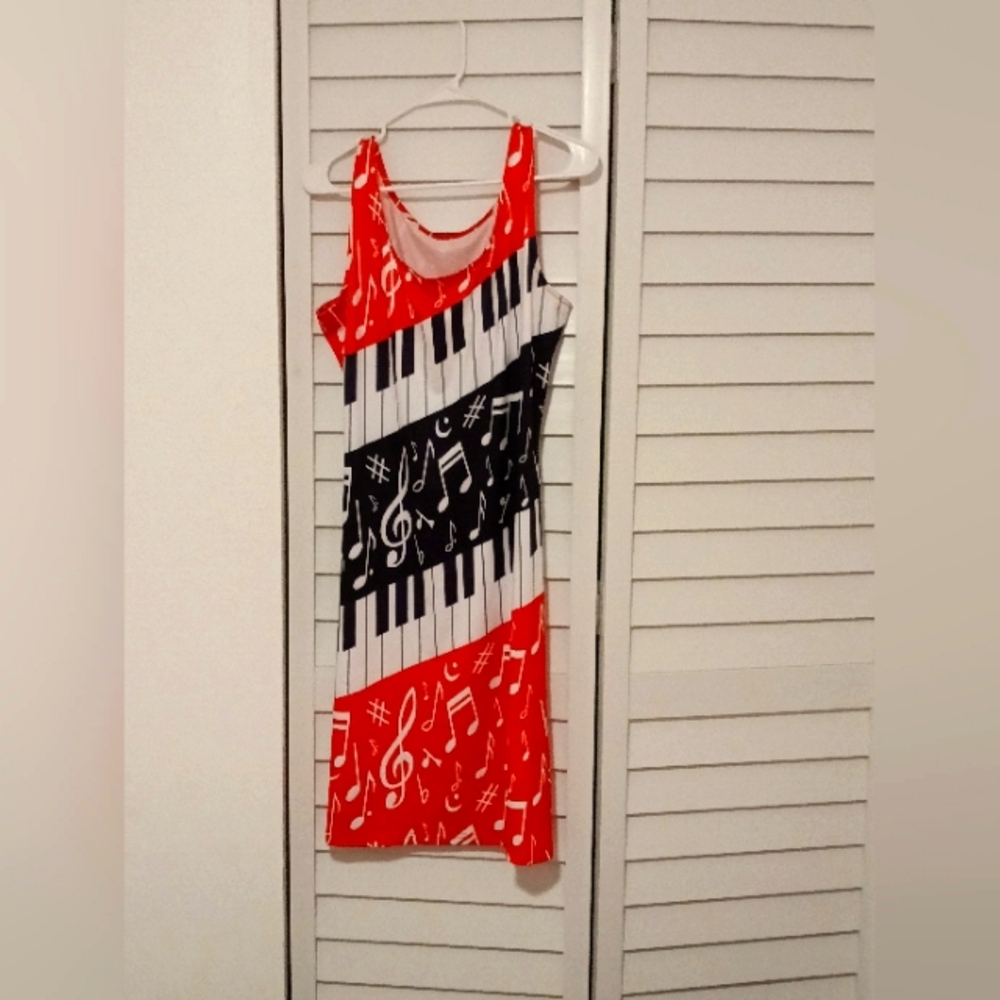 HaN Piano Note Print Tank Dress Size XXL